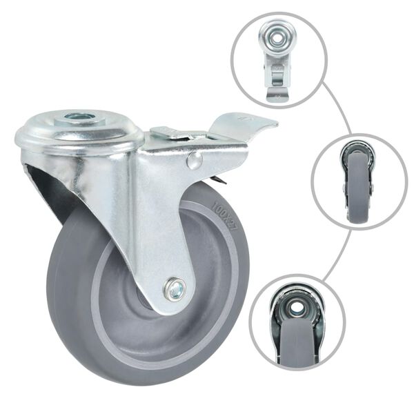 vidaXL 12 pcs Bolt Hole Swivel Casters 100 mm