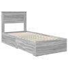 vidaXL Bed Frame Grey Sonoma and Silver 75 x 190 cm Engineered Wood