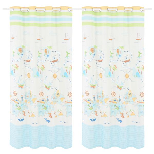 vidaXL Children's Printed Blackout Curtains 2 pcs 140x240cm Travel the World