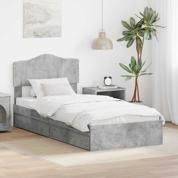 vidaXL Storage Bed Concrete Grey 70 x 190 cm Engineered Wood