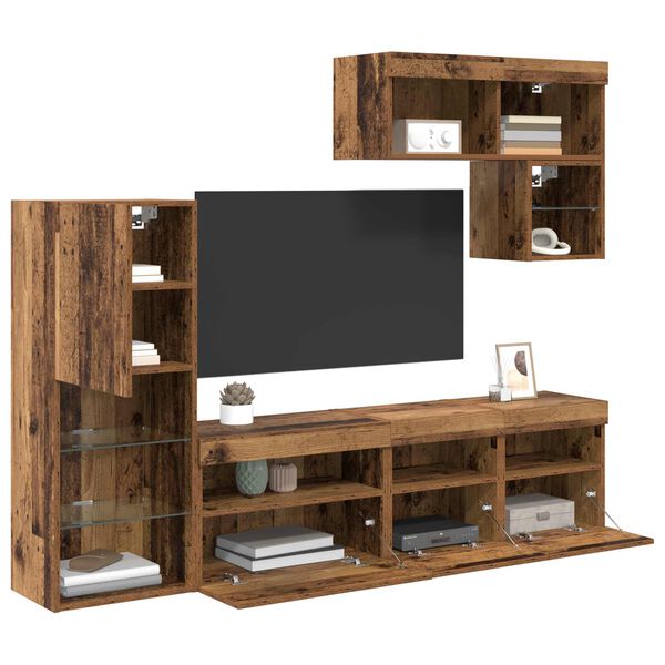 vidaXL TV Wall Units Wall-mounted 6 pcs Old Wood Engineered Wood