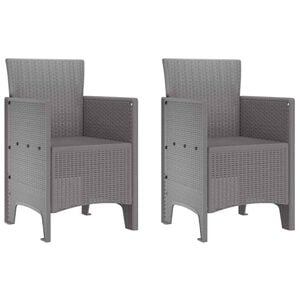 vidaXL Garden Chair 2 pcs Light Grey Polypropylene