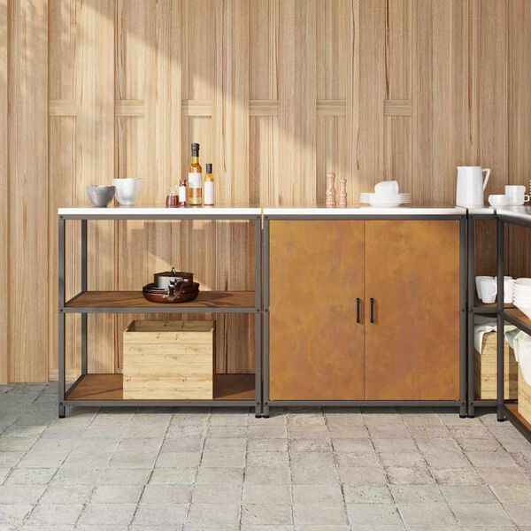 vidaXL Kitchen Storage Set with Shelf 2 pcs Rusty Weathering Steel