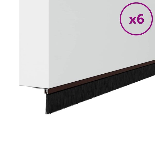 vidaXL Self-adhesive Door Brush Seals 6 pcs Brown 100 cm