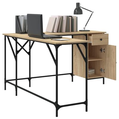vidaXL Desk Sonoma Oak 141x141x75 cm Engineered Wood