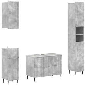 vidaXL 4 Piece Bathroom Cabinet Set ZWOLLE Concrete Grey