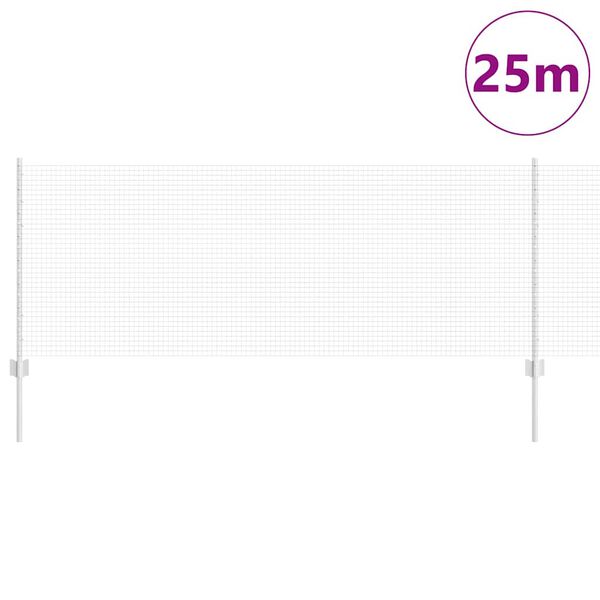 vidaXL Fence with Post Silver 0.8 x 25 m Steel