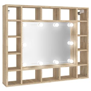 vidaXL Mirror Cabinet with LED Sonoma Oak 91x15x76.5 cm