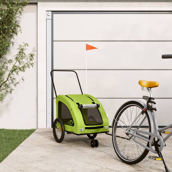 vidaXL Pet Bike Trailer Green Oxford Fabric and Iron