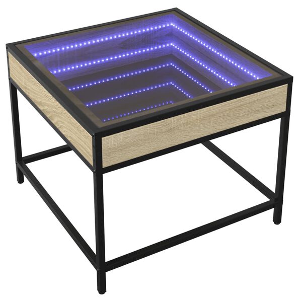 vidaXL Coffee Table with Infinity LED Sonoma Oak 50x50x41 cm