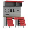 vidaXL Work Cabinet with Drawer with Lock 8 pcs Red 150 x 55 x 200 cm