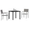 vidaXL Garden Dining Set with Cushion 3 pcs Grey Poly Rattan