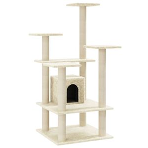 vidaXL Cat Tree | Cream | Engineered wood, plush, sisal | Medium | Durable
