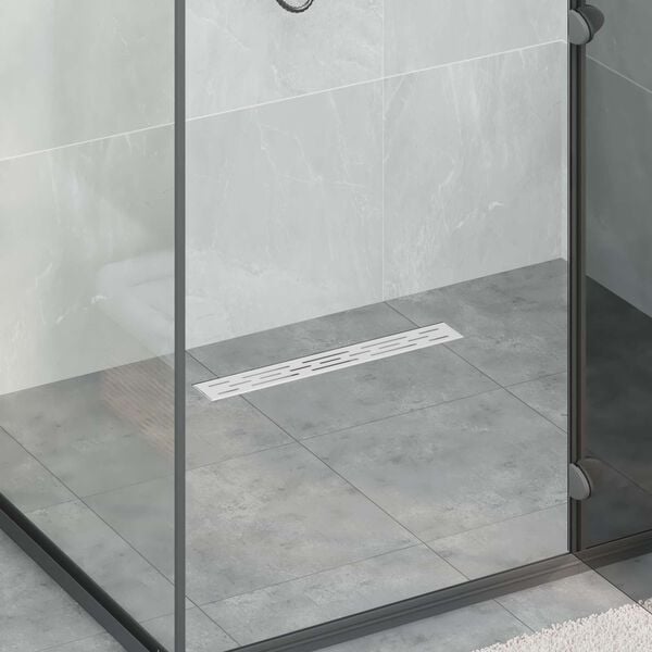 vidaXL Shower Drain with Line Design Silver 50 cm Stainless Steel 304