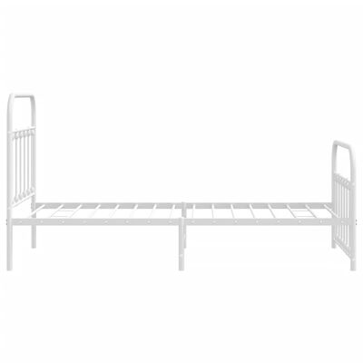 vidaXL Metal Bed Frame with Headboard and Footboard White 100x190 cm