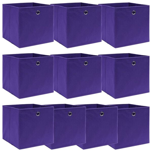 vidaXL Storage Boxes 10 pcs Purple 32x32x32 cm Fabric