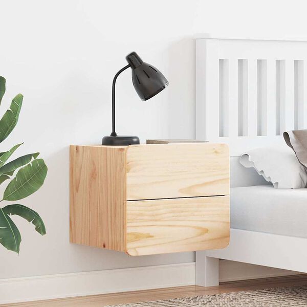 vidaXL Bedside Table 2 pcs Natural 39 x 34 x 33 cm Solid pinewood