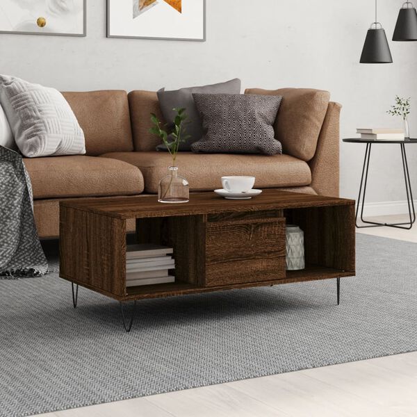 vidaXL Coffee Table Brown Oak 90x50x36.5 cm Engineered Wood
