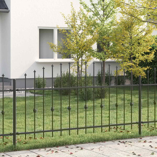 vidaXL Spike Fence Black 200 x 130 cm Powder-Coated Steel