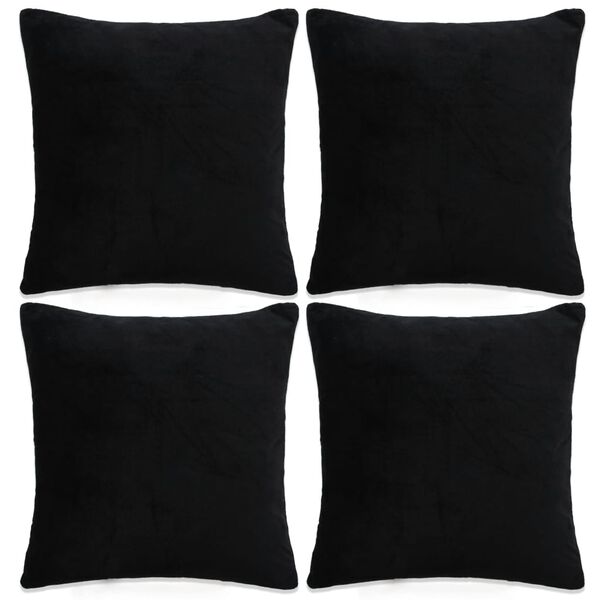 vidaXL Cushion Covers 4 pcs Velour 50x50 cm Black