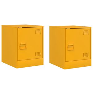 vidaXL Bedside Cabinets 2 pcs Mustard Yellow 34,5x39x44 cm Steel