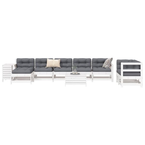 vidaXL 10 Piece Garden Sofa Set White Solid Wood Pine