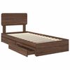vidaXL Storage Bed with Drawer Brown Oak 90 x 190 cm Engineered Wood