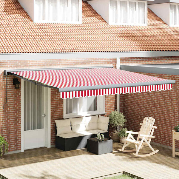 vidaXL Awning Red and White 400 x 300 x 165 cm Polyester and Aluminium