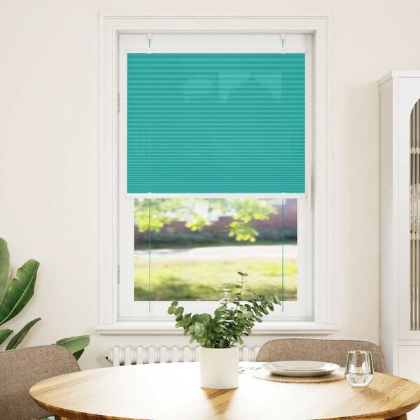 vidaXL Pleated Blind Petrol Green 75x100 cm Fabric Width 74.4 cm Polyester