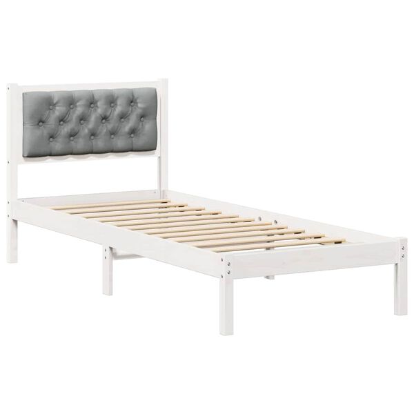 vidaXL Bed Frame with Headboard Light Grey 90 x 190 cm Solid Pine Wood