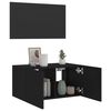 vidaXL TV Wall Cabinet with LED Lights Black 60x35x31 cm