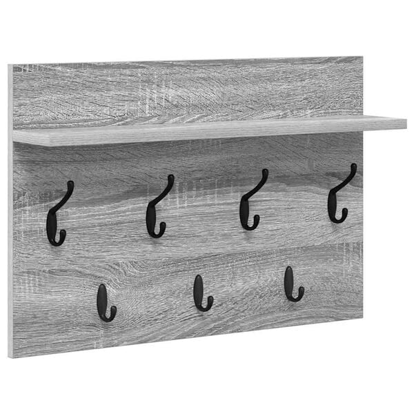 vidaXL Wall-Mounted Coat Rack with Shelf Grey Sonoma 60 x 40 x 12 cm