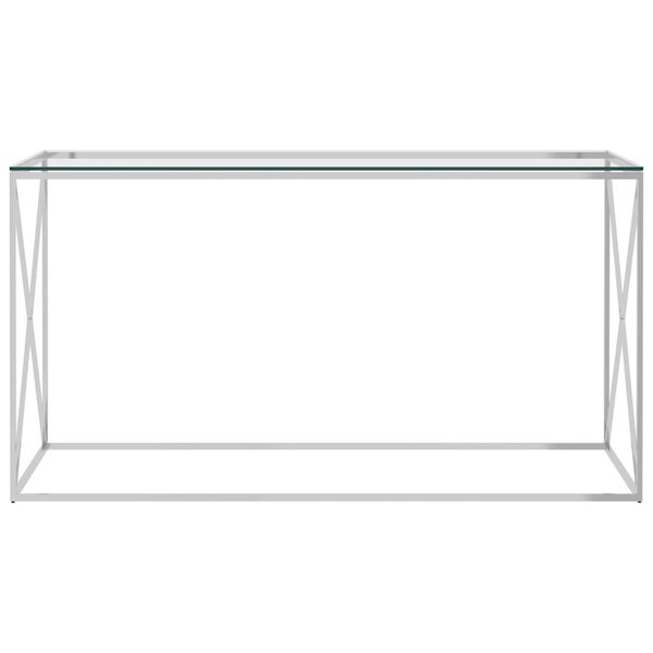 vidaXL Side Table Silver 140x40x78 cm Stainless Steel and Glass