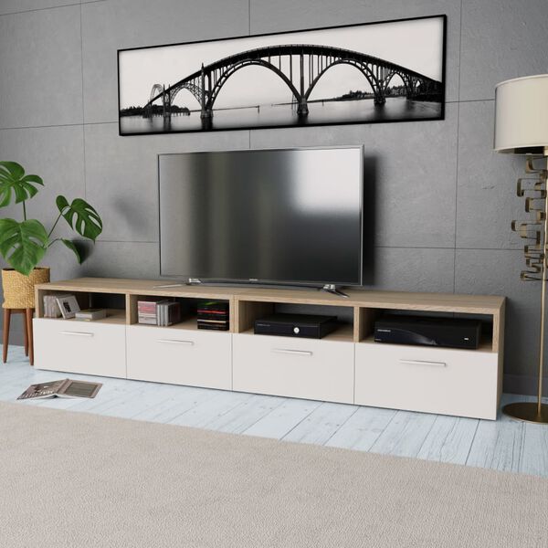vidaXL TV Cabinets 2 pcs Engineered Wood 95x35x36 cm Oak and White