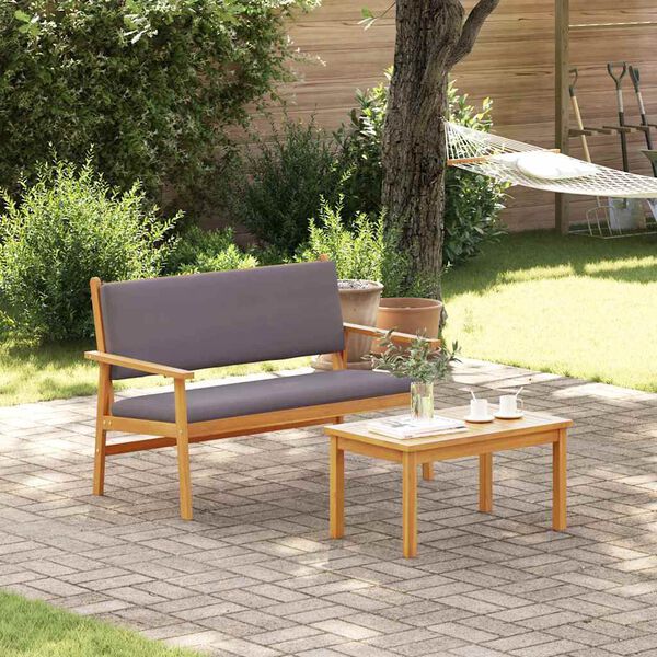 vidaXL Garden Sofa Set with Cushion 2 pcs Brown Solid Acacia wood