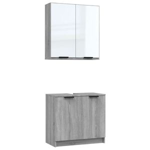 vidaXL 2 Piece Bathroom Cabinet Set Grey Sonoma Engineered Wood