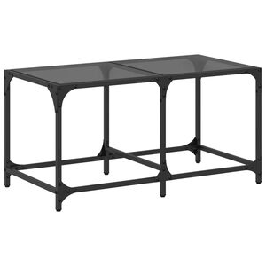 vidaXL Coffee Table with Black Glass Top 78.5x40x40 cm Steel