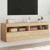vidaXL TV Wall Cabinets with LED Lights 2 pcs Sonoma Oak 60x30x40 cm