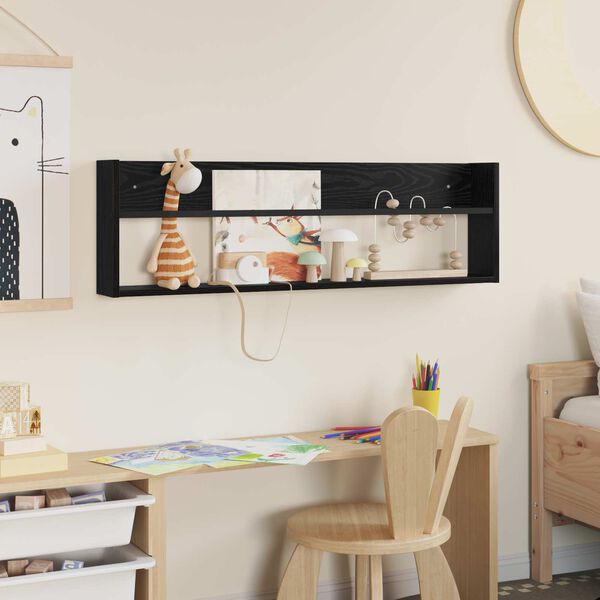 vidaXL Magazine Rack Black Oak 100 x 12 x 30 cm Engineered Wood