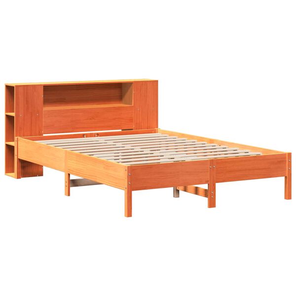 vidaXL Bookcase Bed without Mattress Wax Brown 150x200 cm King Solid Wood Pine