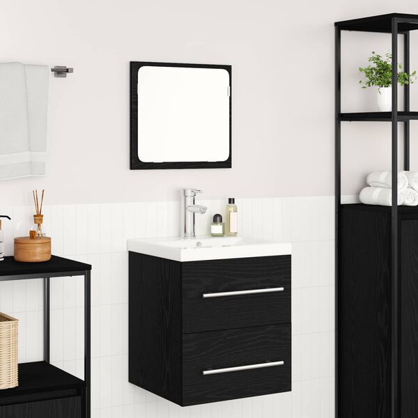 vidaXL Bathroom Furniture Set 2 pcs Black Oak Engineered Wood