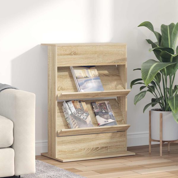 vidaXL Magazine Rack Sonoma Oak 70 x 41 x 96 cm Engineered Wood