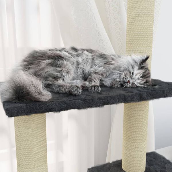 vidaXL Cat Tree with Sisal Scratching Posts Dark Grey 155 cm