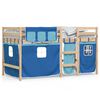 vidaXL Kids' Loft Bed with Curtains without Mattress Blue 90x190 cm Single
