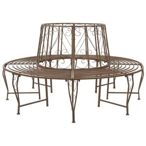 vidaXL Tree Bench 8-Seater &Oslash; 160 x 89 cm Steel Antique Brown Round