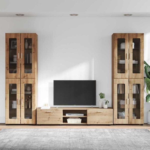vidaXL TV Cabinet Set with Drawer Artisan Oak Engineered Wood