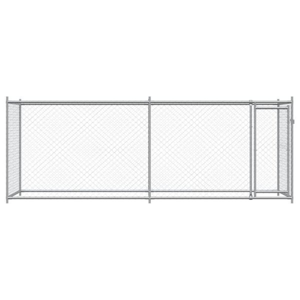 vidaXL Dog Cage with Door Grey 4x2x1.5 m Galvanised Steel