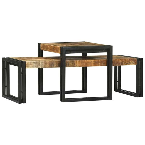 vidaXL Coffee Table 2 pcs Brown 48 x 40 x 40 cm Solid mango wood