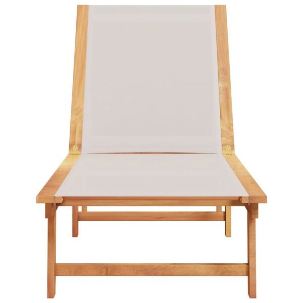 vidaXL Sun Lounger Grey Solid Wood Acacia and Textilene