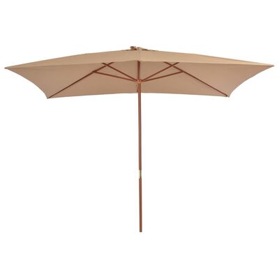 vidaXL Outdoor Parasol with Wooden Pole 200x300 cm Taupe